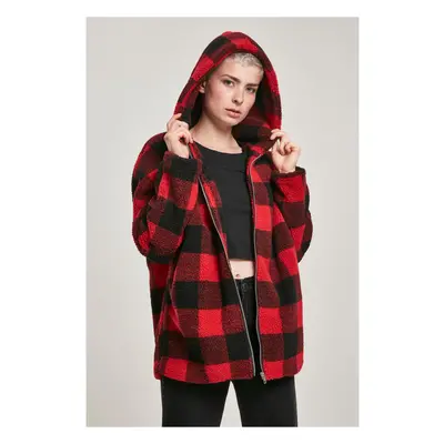 Dámská bunda Sherpa Oversized Check s kapucí vypalovaná/blk