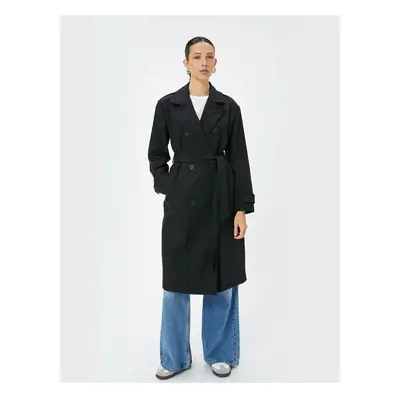 Koton Trench Coat Double Breasted Long Pocket