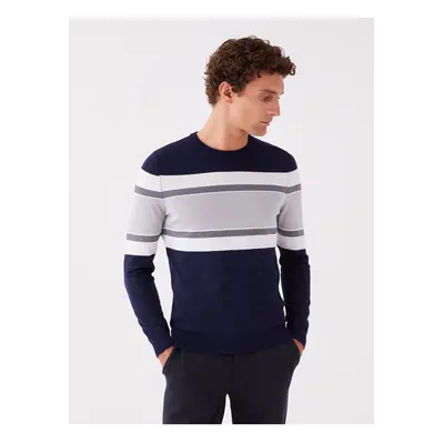 LC Waikiki Crew Neck Long Sleeve Color Block Men's Knitwear Sweater