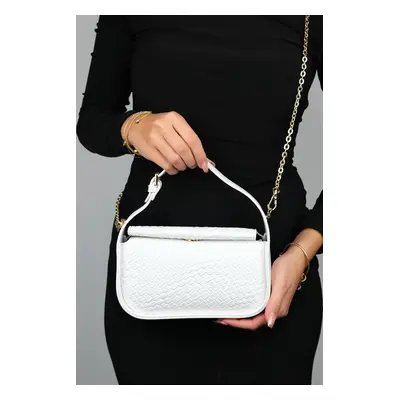 LuviShoes CEREMANY White Patterned Chain Clutch Bag