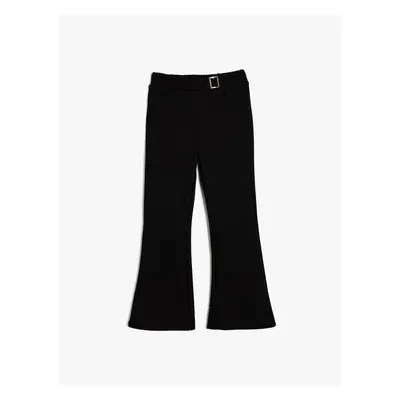 Koton Spanish Leg Trousers Slim Fit Metal Buckle Detail Viscose Blend