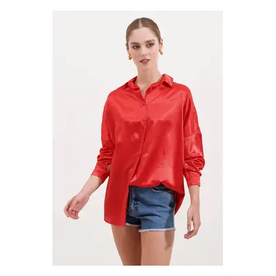 Bigdart Oversize Satin Shirt - Red