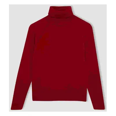 DEFACTO Girl's Red Turtleneck Basic Plain Knitwear Sweater