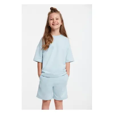 GRIMELANGE Bush Girl's Crew Neck Blue Tracksuit Set