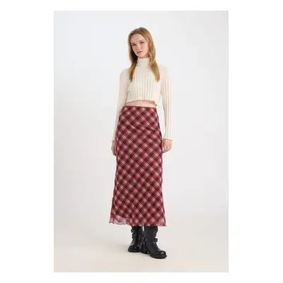 DEFACTO Coool A Shape Patterned Normal Waist Pocket Tulle Maxi Skirt