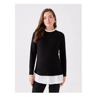 LC Waikiki High Neck Plain Long Sleeve Maternity T-Shirt