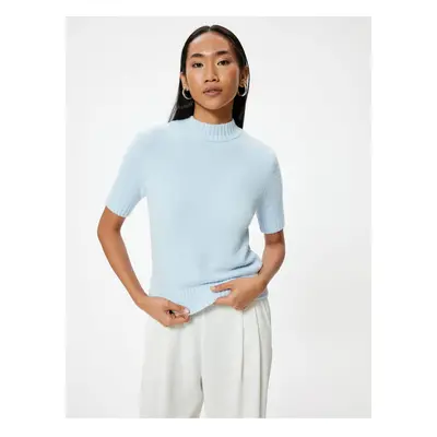 Koton Short Sleeve Sweater Soft Textured Stand Collar