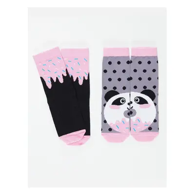 Denokids Panda & Crema Girl Socks Set of