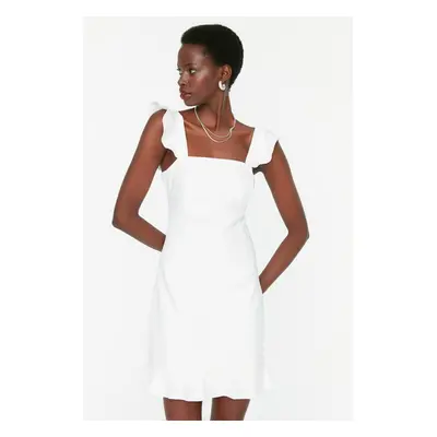 Trendyol White Flounce Woven Dress