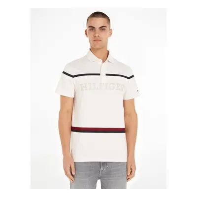 Krémové pánské polo tričko Tommy Hilfiger - Pánské