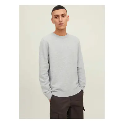 Světle šedý žebrovaný basic svetr Jack & Jones Otto - Pánské