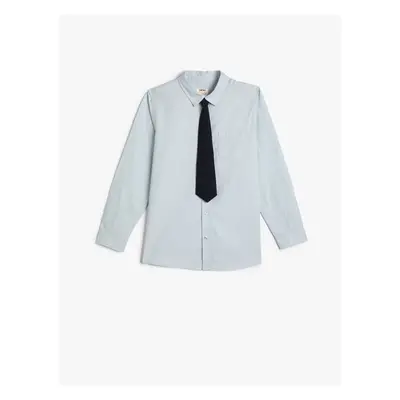 Koton Shirt Tie Detailed Long Sleeve Cotton Classic Collar