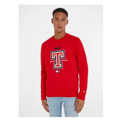 Červená pánská mikina Tommy Jeans Modern Sport T Crew - Pánské