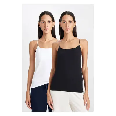 DEFACTO Fall In Love Basic Plain Thin Strap 2-Pack Undershirt