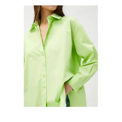 Koton 3sak60011pw Green Women's Cotton Woven Tops Shirt