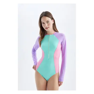 DEFACTO Fall in Love Zippered Long Sleeve Surf Swimsuit