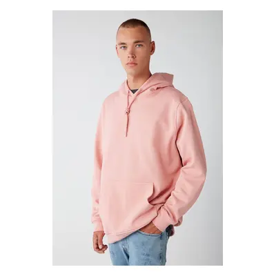 GRIMELANGE Jorge Men's Soft Hooded Organic Cotton Kangaroo Pocket Regular Pink Sweatshirt