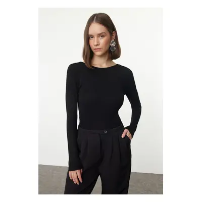 Trendyol Black Backless Slim/Fitting Regular/Normal Length Knitted Blouse