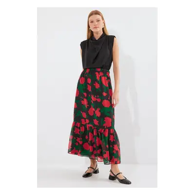 Bigdart Patterned Chiffon Skirt - F. Black