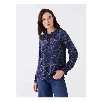 LC Waikiki Tie Collar Patterned Long Sleeve Women's Blouse