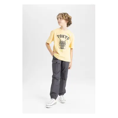 DEFACTO Boy's Waist Tie Elastic Leg Pocket Jogger Rib Trousers