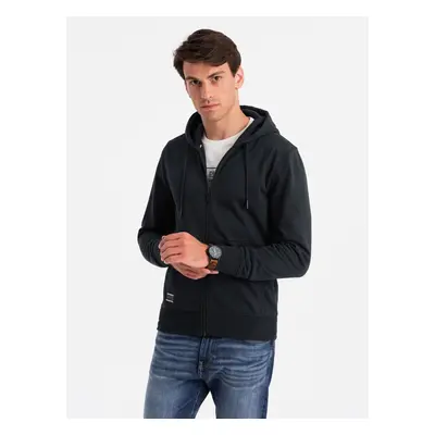 Ombre Men's unbuttoned cotton BASIC sweatshirt - black