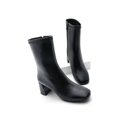 Marjin Women's Heeled Boots with Flat Toe Zipper Nonas black