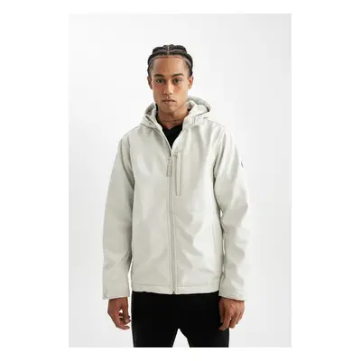 DEFACTO Fit Water Repellent Softshell Jacket Hooded Zippered Pocket