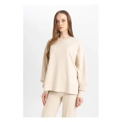 DEFACTO Regular Fit Crew Neck Basic Plain Sweatshirt Tunic