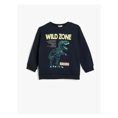 Koton Dinosaur Sweatshirt with Crew Neck Long Sleeve