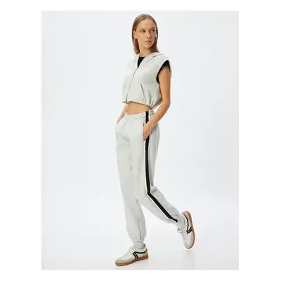 Koton Oversize Jogger Sweatpants with Waist Tie Stripe Detail and Pocket Raised Both