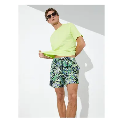 Koton Swim Shorts Leaf Printed Waistband Pocketed