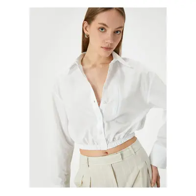 Koton Crop Shirt with Elastic Waist Buttons Cotton Standard Cut