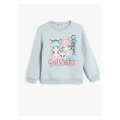 Koton Sweatshirt Anime Printed Long Sleeve Crew Neck