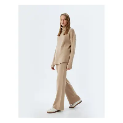 Koton Standard Waist Straight Wide Leg Knitwear Trousers