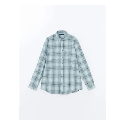 LC Waikiki LCWAIKIKI Classic Green Plaid Regular Fit Long Sleeve Plaid Gabardine Men's Shirt