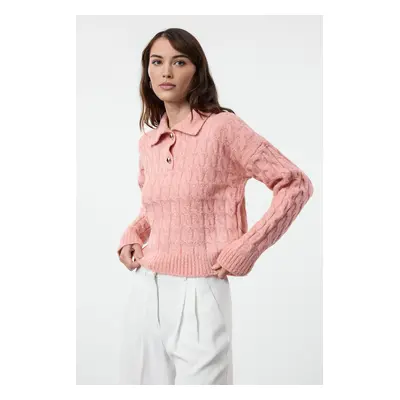 Trendyol Salmon Soft Textured Glittery Knitted Sweater