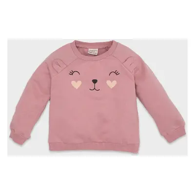 DEFACTO Baby Girl Crew Neck Printed Soft Furry Thin Sweatshirt