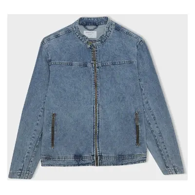 DEFACTO College Collar Zipper Pocket Jean Jacket