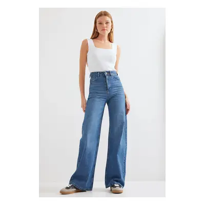 Bigdart Women's Wide Leg High Waist Navy Blue Palazzo Jeans