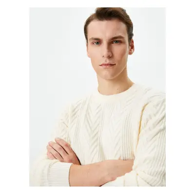 Koton Knitwear Sweater Crew Neck Knit Textured Long Sleeve