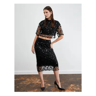 Koton Tuba Ünsal X Cotton - Midi Sequined Sequin Skirt