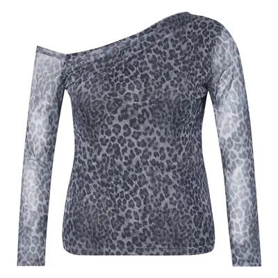 Trendyol Curve Gray Mesh Knitted Plus Size Blouse