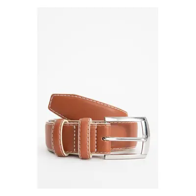 DEFACTO Men's Rectangle Buckle Faux Leather Classic Belt