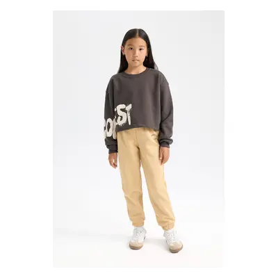 DEFACTO Girl Standard Fit Elastic Waist Leg Printed Jogger Sweatpants