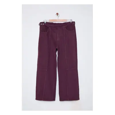 Trendyol Curve Burgundy Adjustable Waist Wide Leg Plus Size Jeans