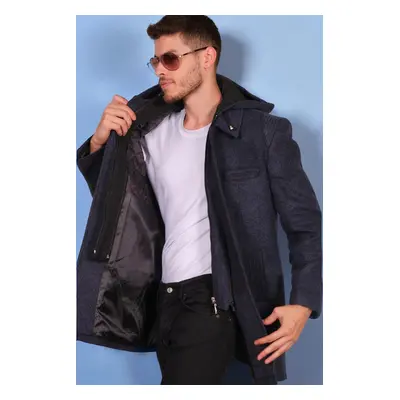 PLT8335 DEWBERRY MEN'S COAT-DIAGONAL BLUE-BLACK