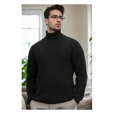 18701 Dewberry Turtleneck Mens Knitwear-BLACK