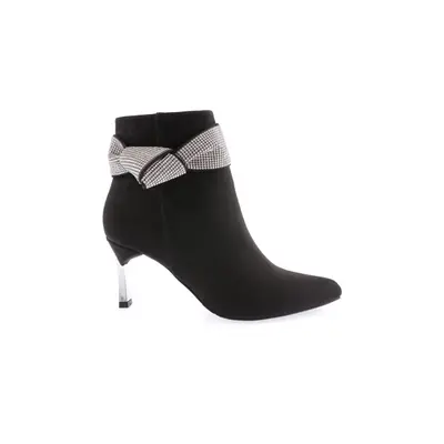 DGN K100-22k Women's Silver Stone Heeled Boots Black Suede