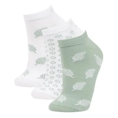 DEFACTO Women's 3-Piece Cotton Booties Socks